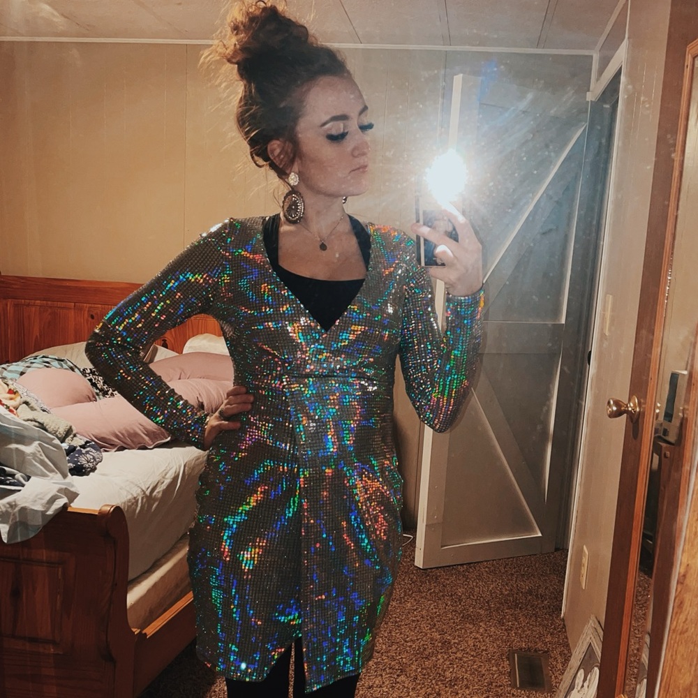 Holographic Sequins Dress